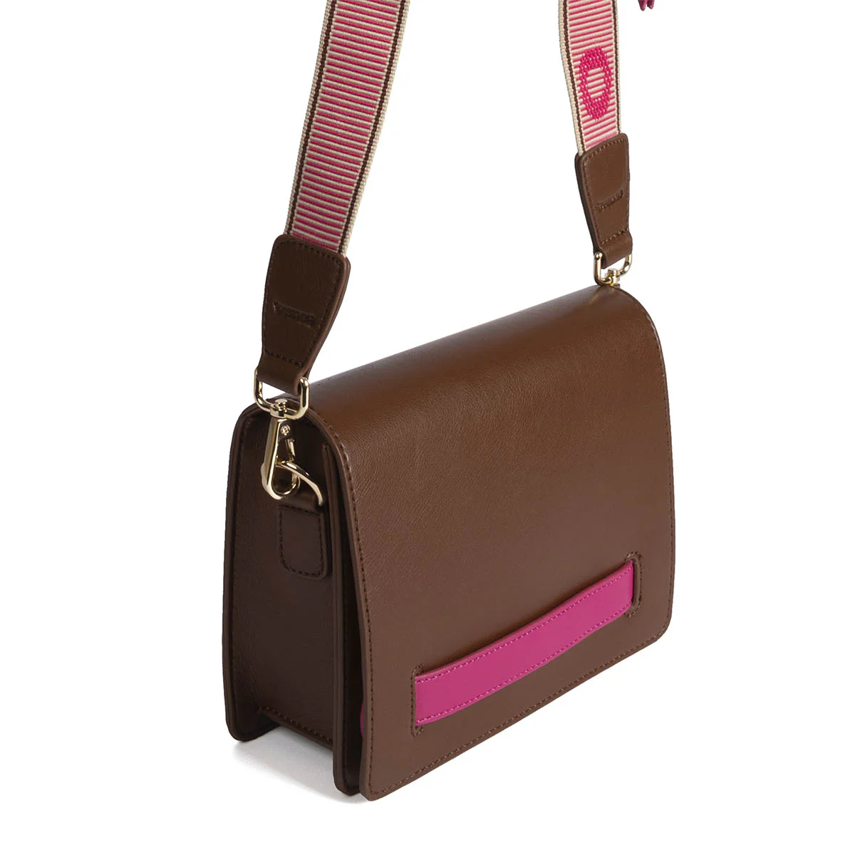 Jaren brown crossbody bag with pink details - Image 4