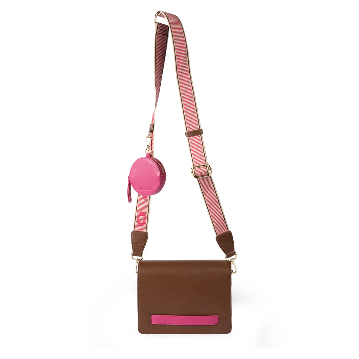 Jaren brown crossbody bag with pink details - Image 6