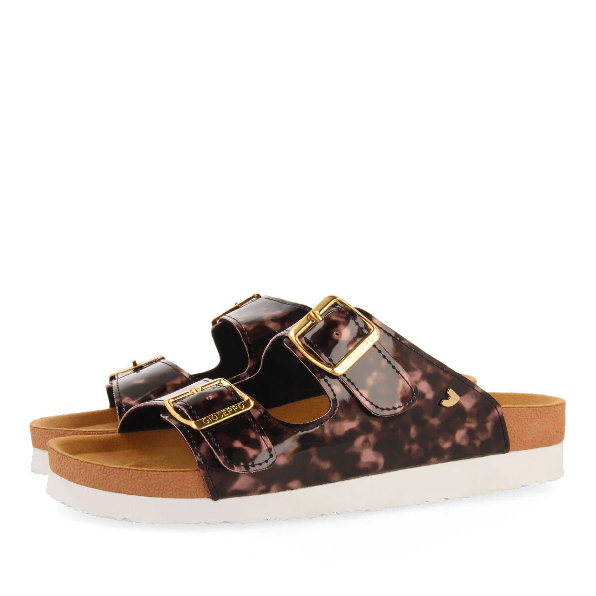Jayapura women's pink and black tortoiseshell footbed sandals with buckles - Image 2