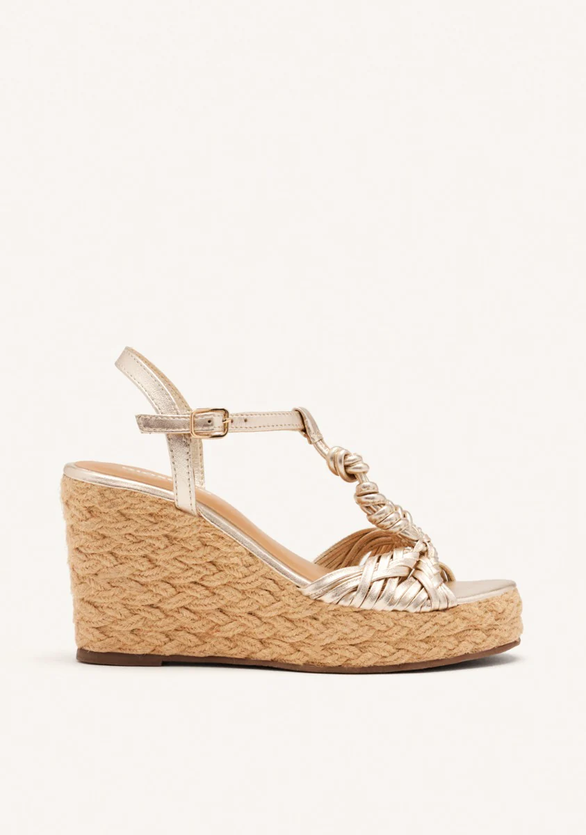 JUTE WEDGE LEATHER SANDALS CASTINE