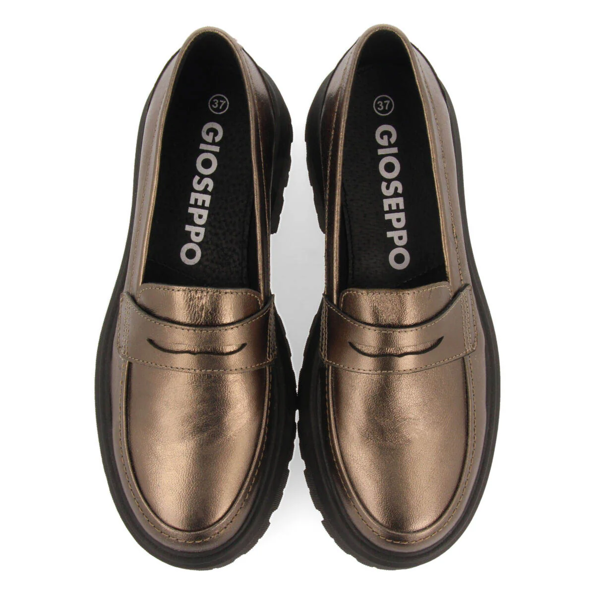 Kabelvas women's dark silver leather moccasins with track soles - Image 4