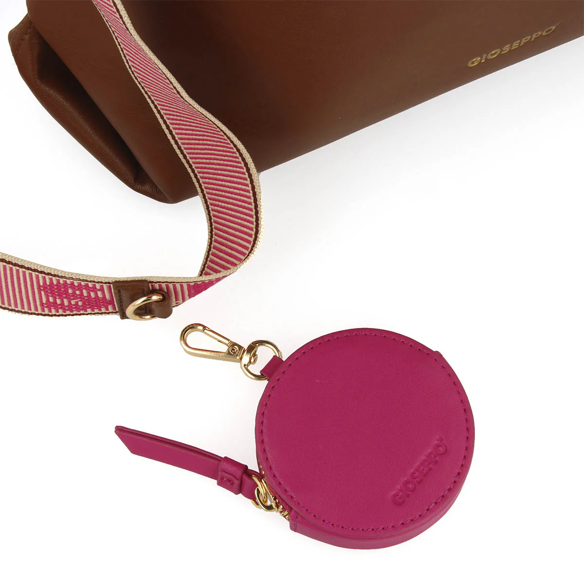 Kallham brown shopper bag with pink details - Image 3