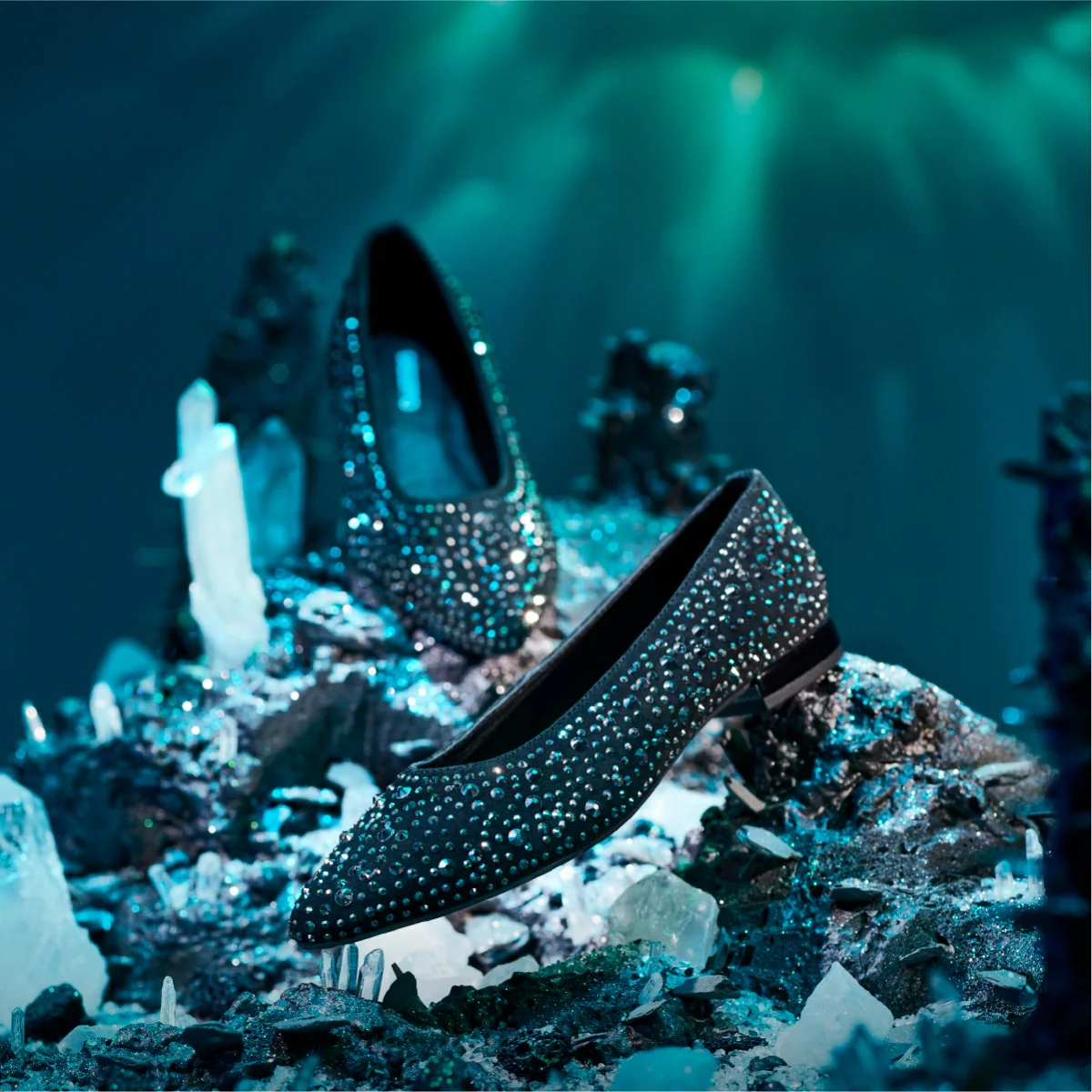 Kannus women's black ballet flats with rhinestones - Image 5