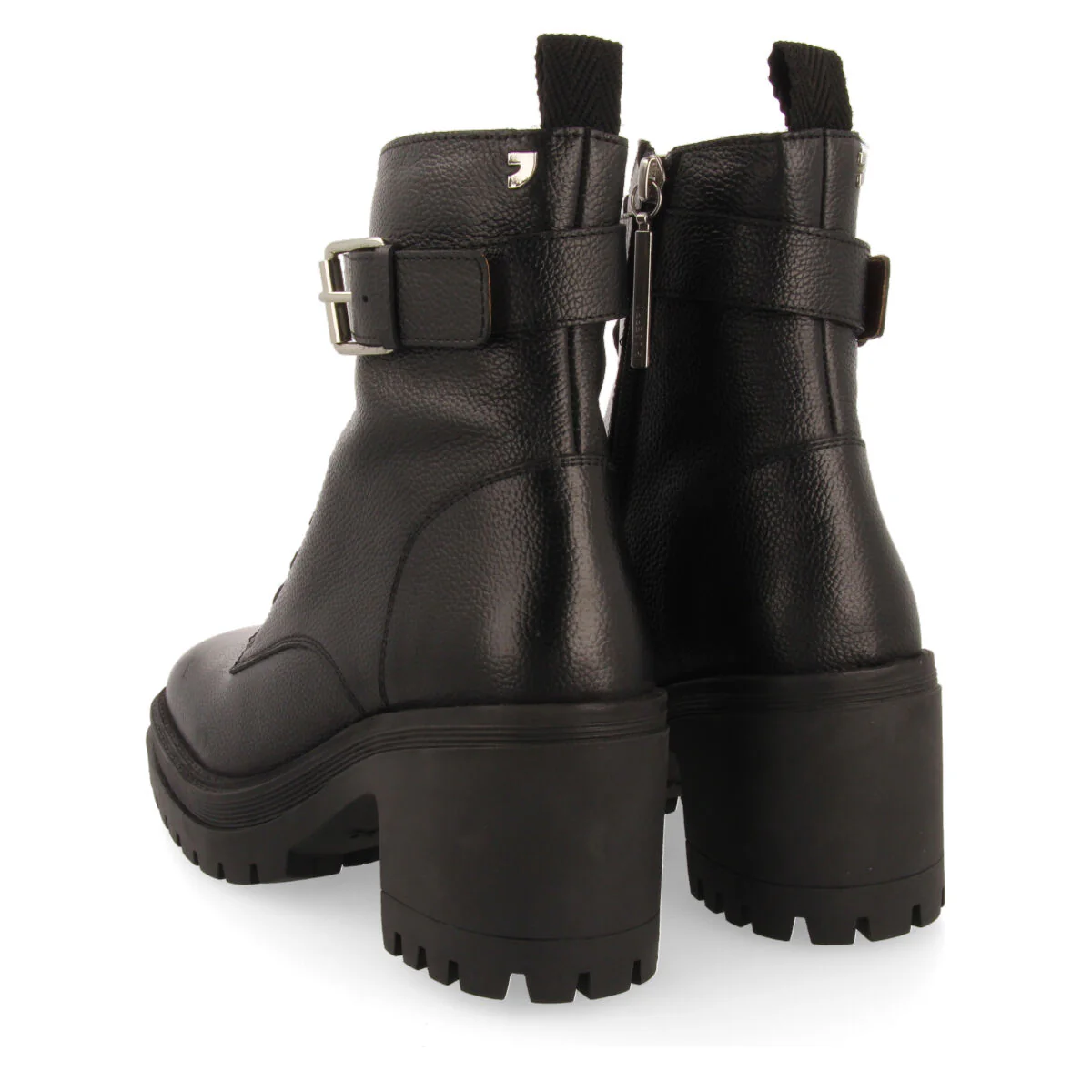 Kelso black leather lace-up biker boots with track soles and heels - Image 5