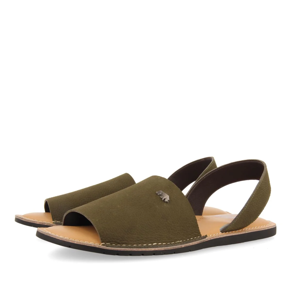 KHAKI LEATHER MENORQUINAS STYLE SANDALS FOR MEN PENRYN - Image 2