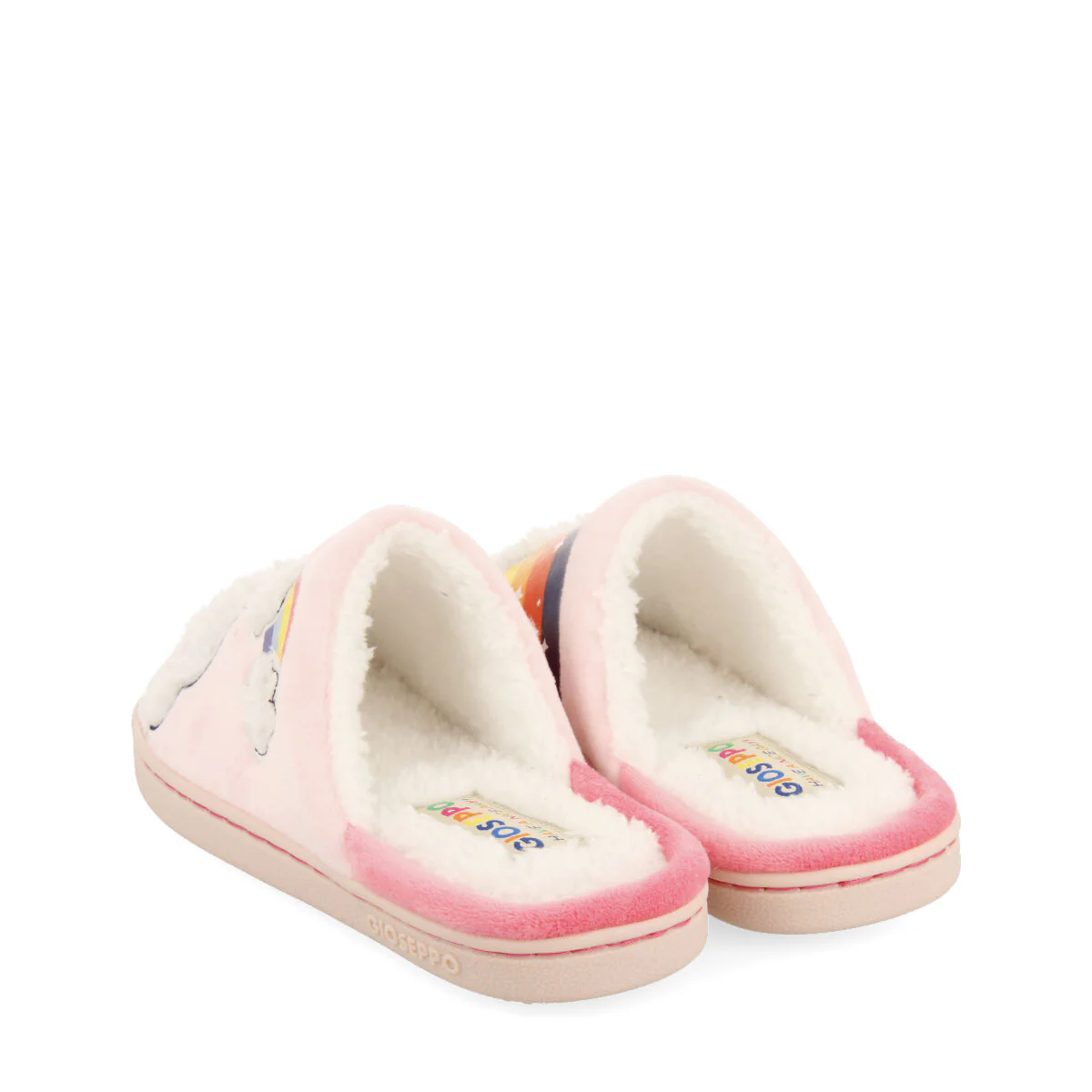 Kidder children's pink slippers with clouds and rainbows - Image 2