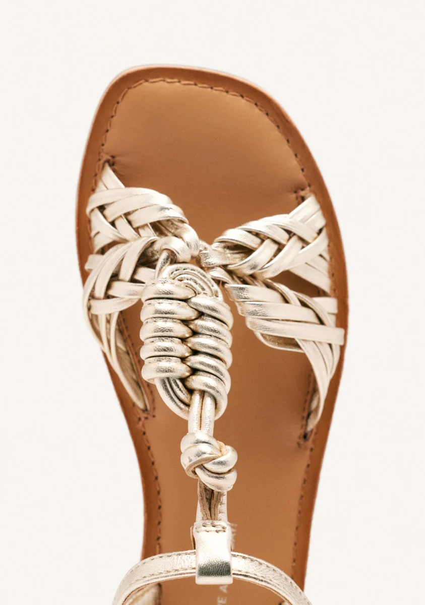 KNOTTED LEATHER FLAT SANDALS WALDEN - Image 4