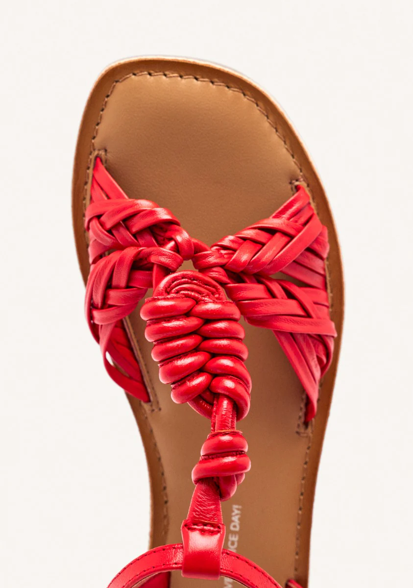 KNOTTED LEATHER FLAT SANDALS WALDEN - Image 3