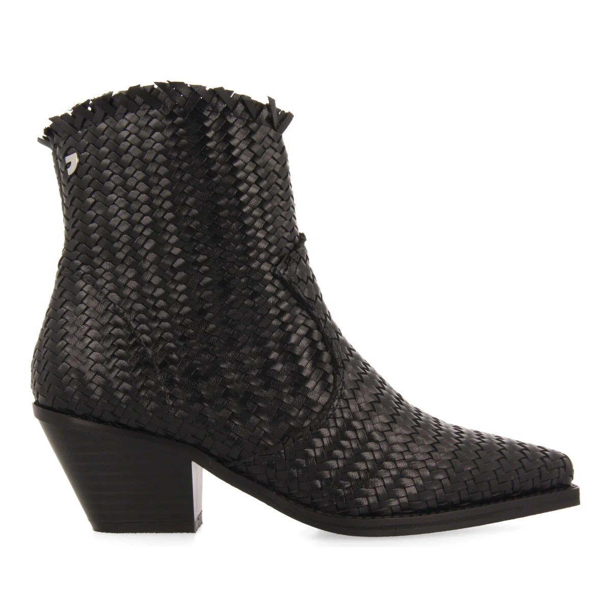 Kokkola women's black braided leather cowboy boots
