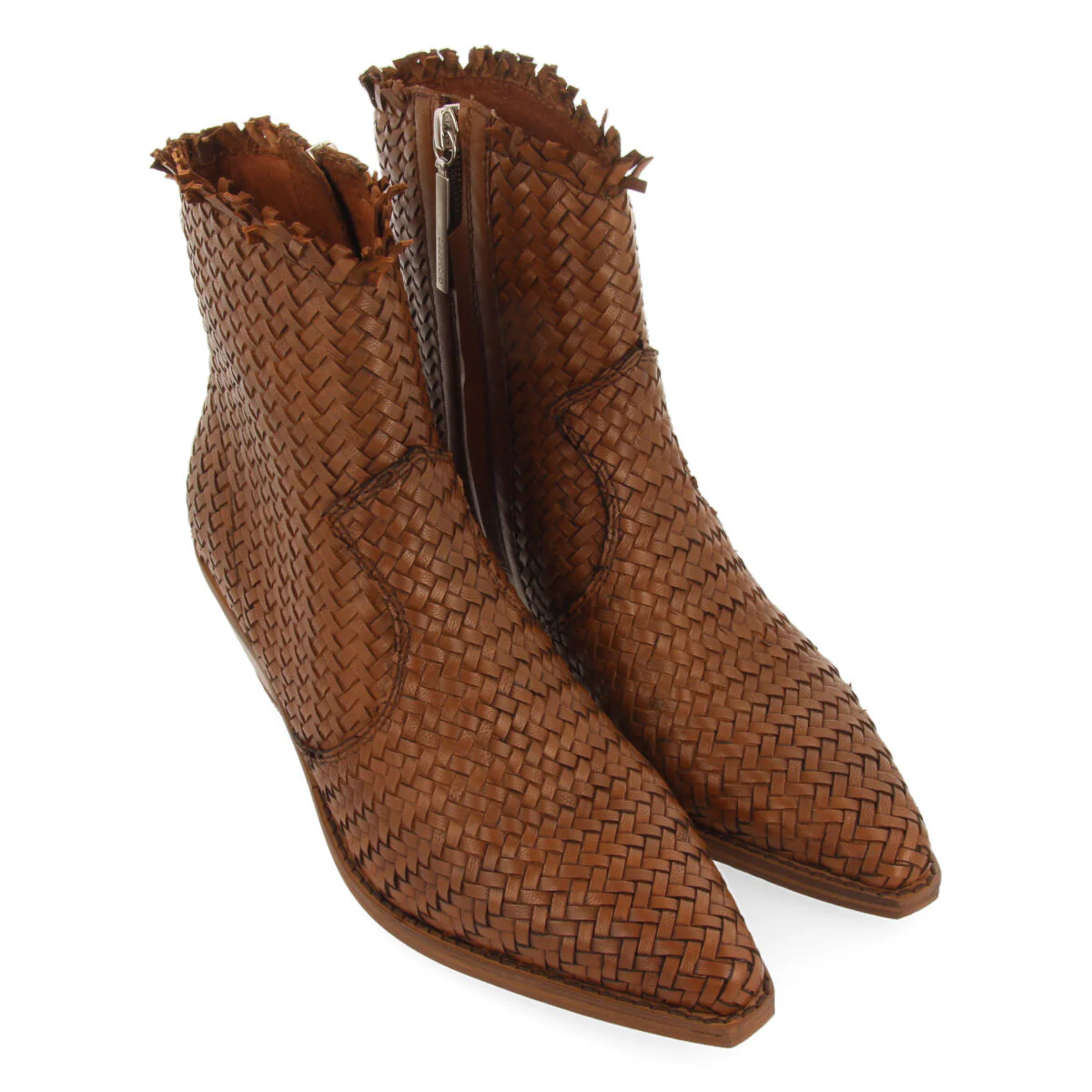 Kokkola women's tan braided leather cowboy boots - Image 3
