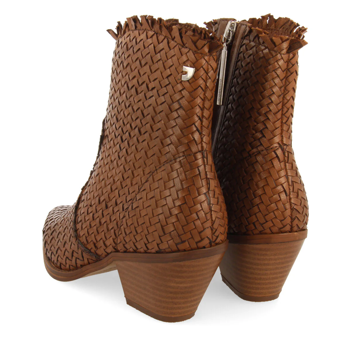 Kokkola women's tan braided leather cowboy boots - Image 4