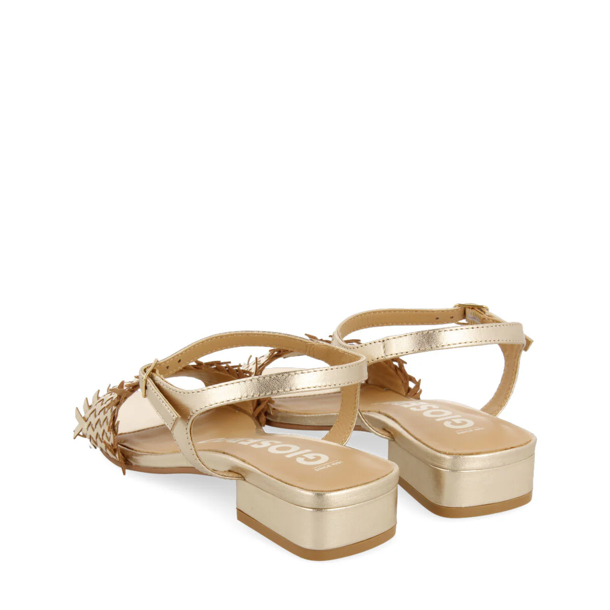 Kourou women's gold braided sandals with low heels - Image 5