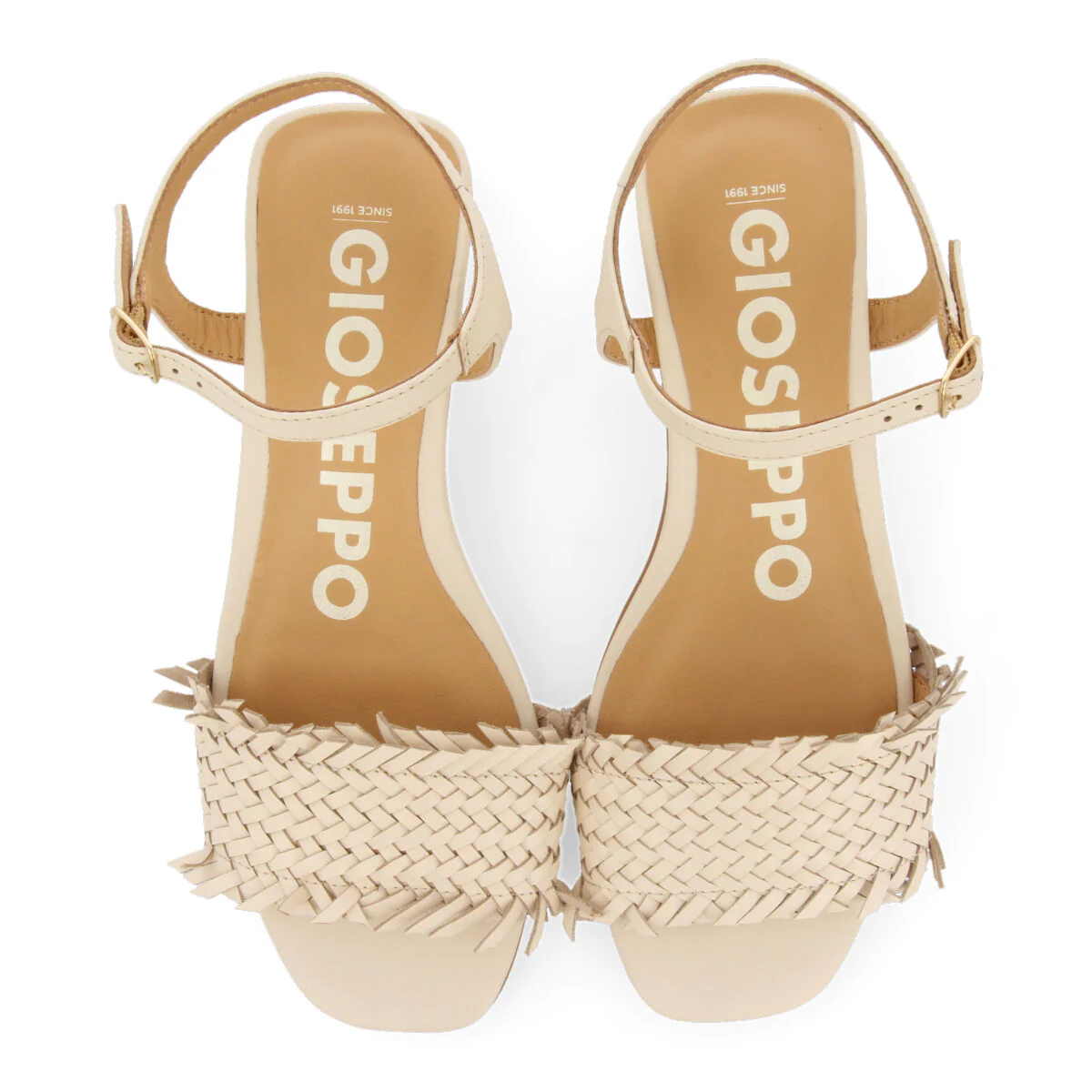 Kourou women's off-white braided sandals with low heels - Image 3