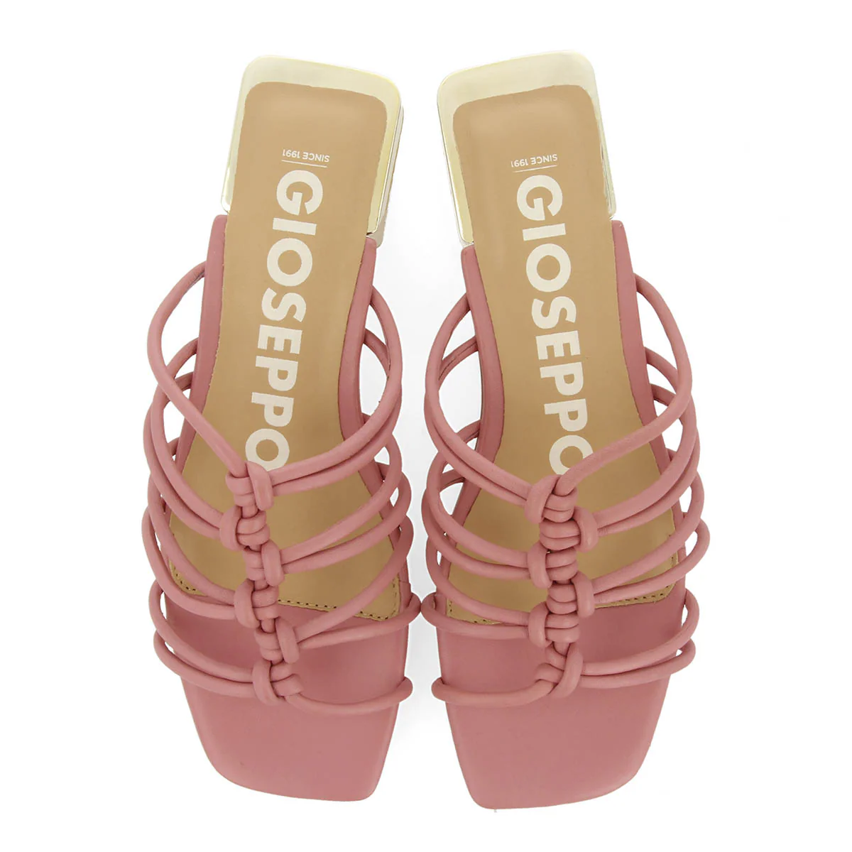Kupang women's pink leather sandals with low heels and straps with knots - Image 3