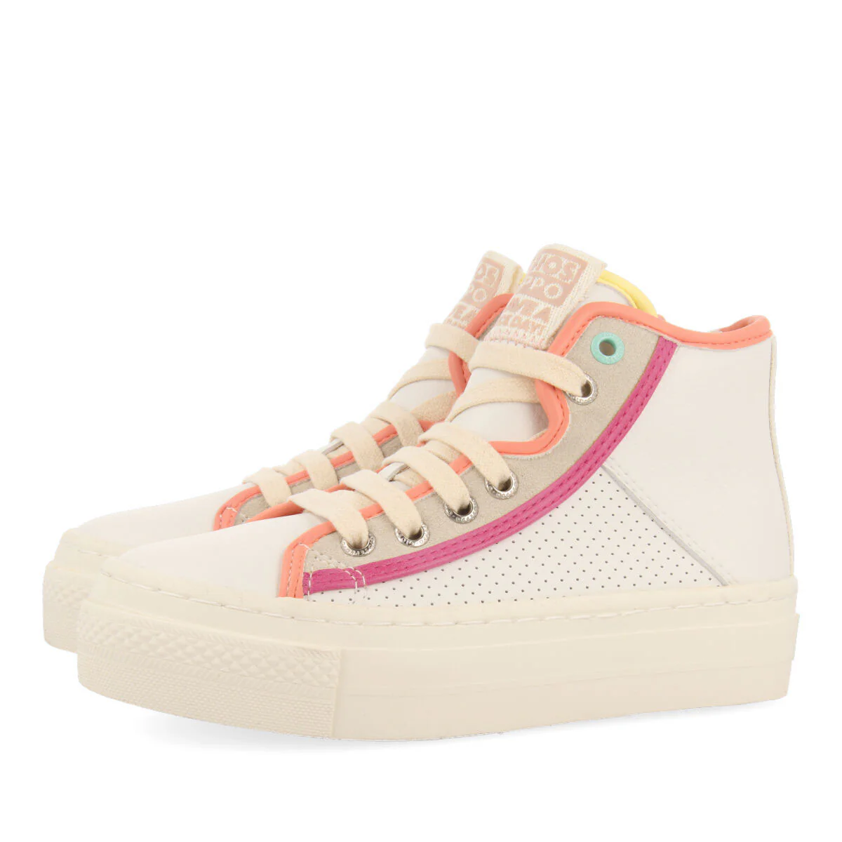 Lajinha girls white boot sneakers with colourful details - Image 2
