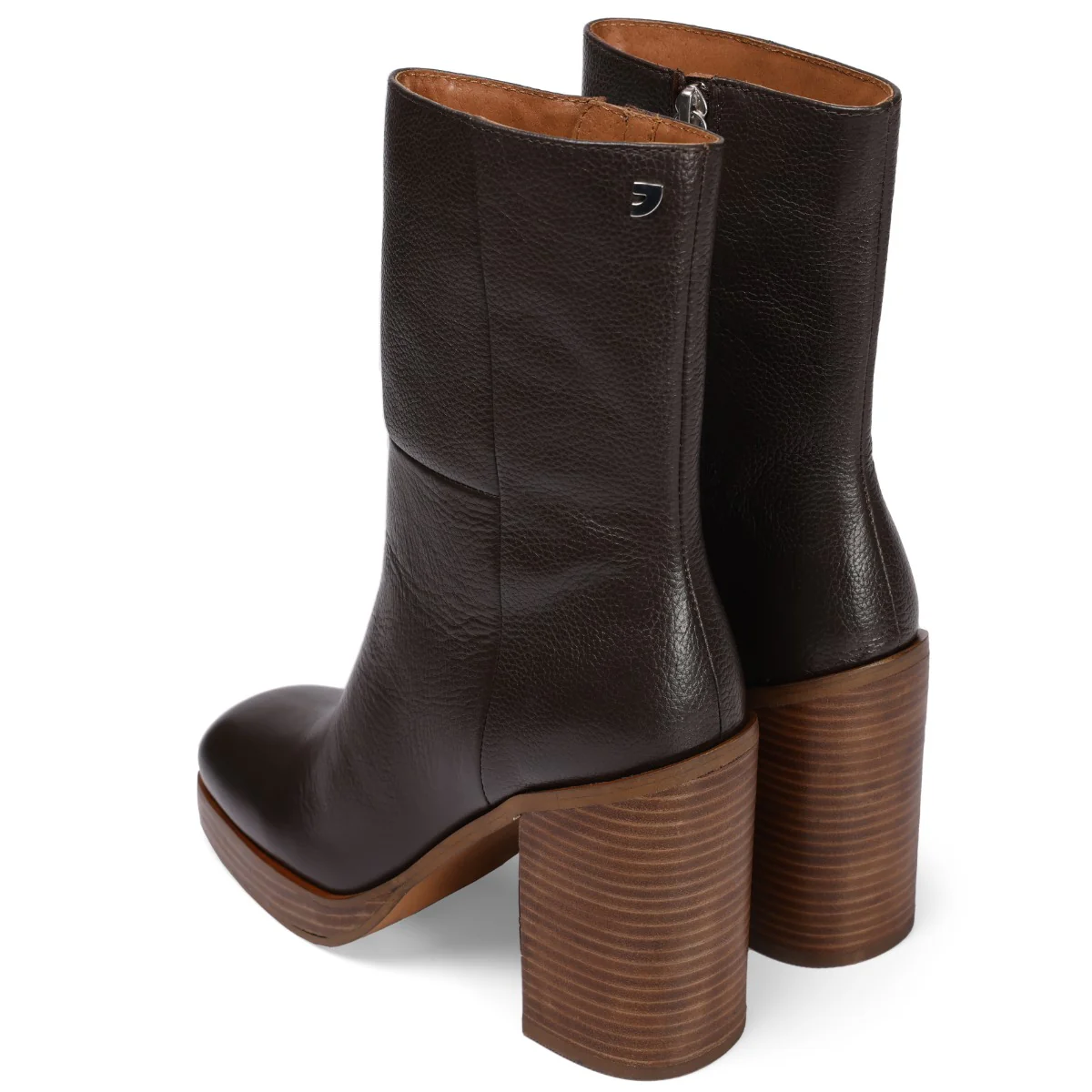 Langoya women's black high-heeled boots with coffee-coloured platforms - Image 5