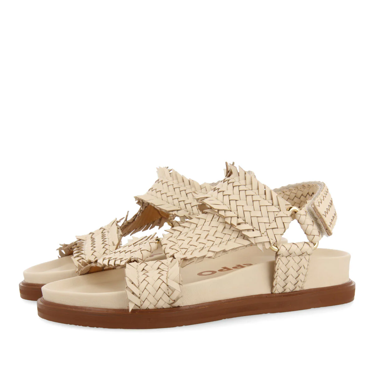Lassance women's off-white footbed sandals with braided straps - Image 2