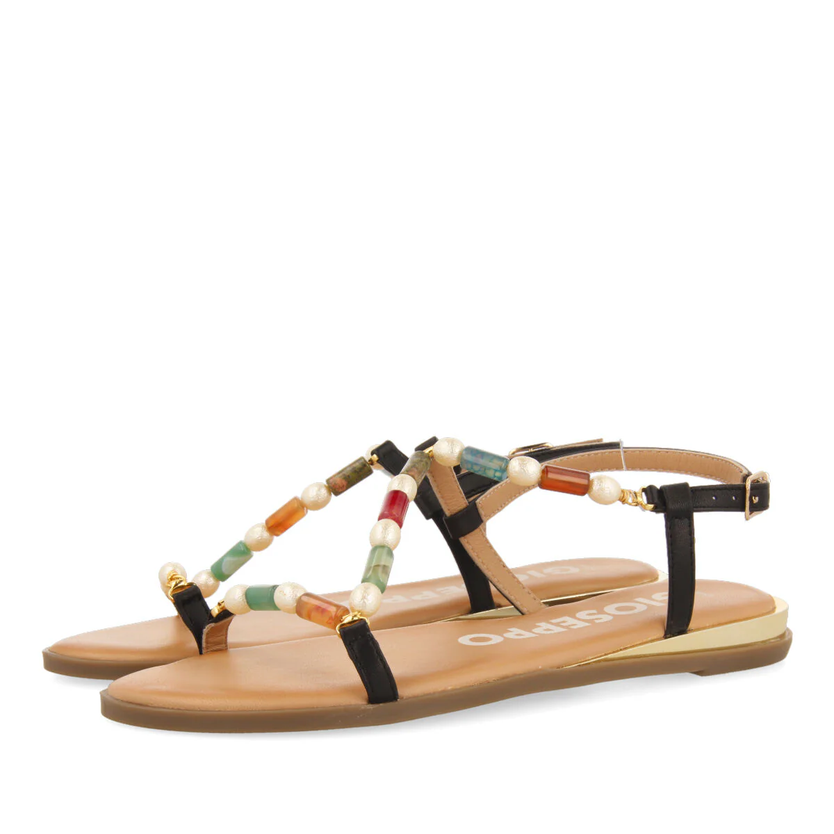 Lasson women's multicoloured sandals with stones and pearls - Image 3