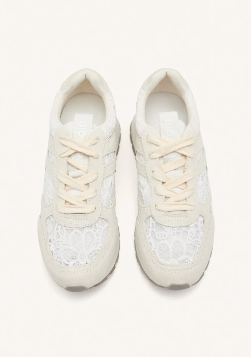 LEATHER AND LACE WEDGE SNEAKERS BEETOWN - Image 4