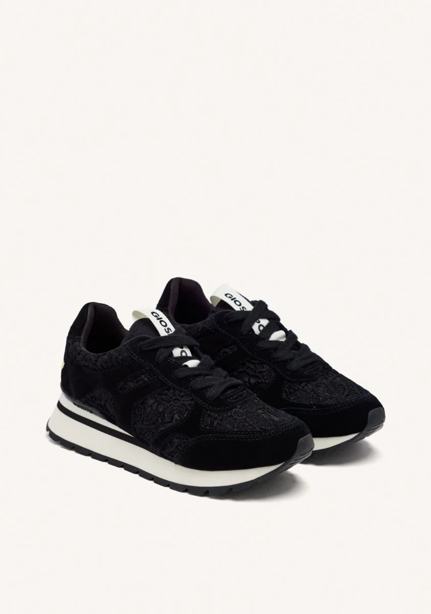 LEATHER AND LACE WEDGE SNEAKERS BEETOWN - Image 2