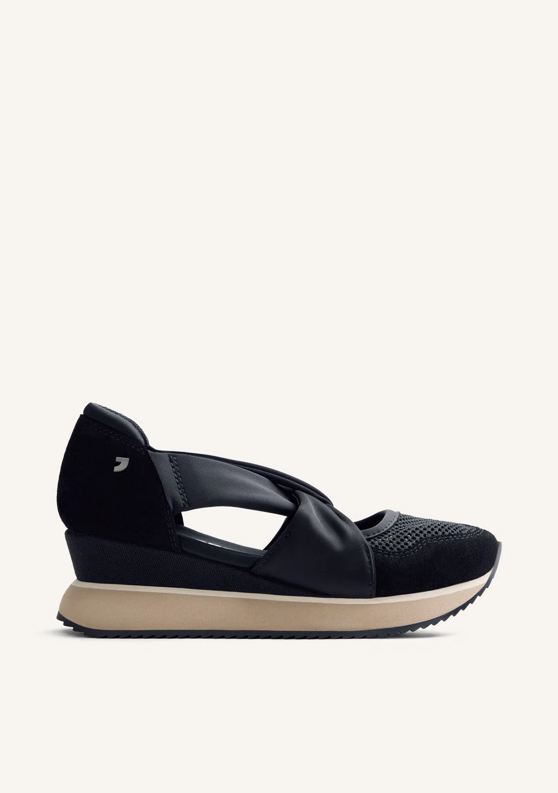 LEATHER AND MESH OPEN WEDGE SNEAKERS TUHELJ
