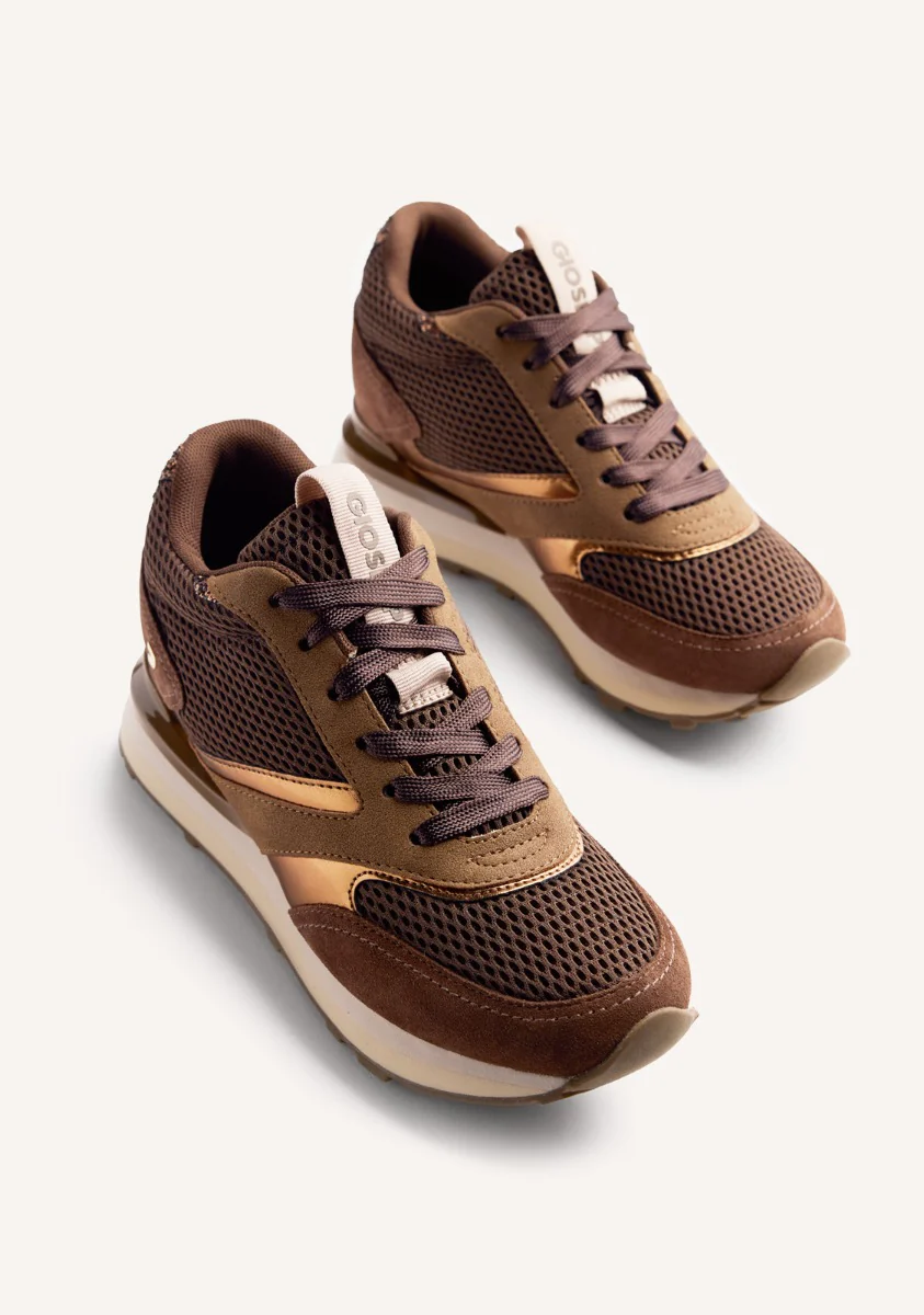 LEATHER AND MESH WEDGE SNEAKERS KEEWATIN - Image 3