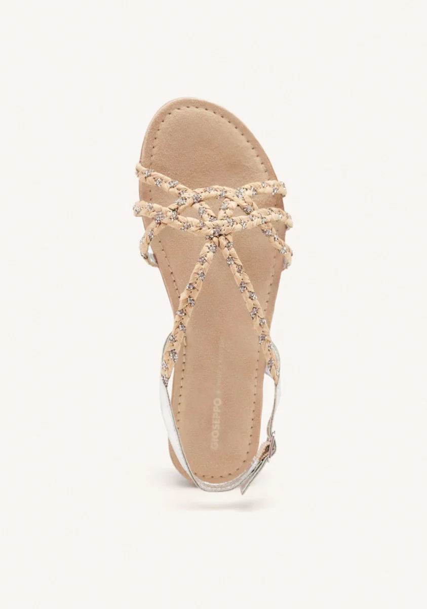 LEATHER AND RAFFIA FLAT SANDALS WIOTA - Image 3