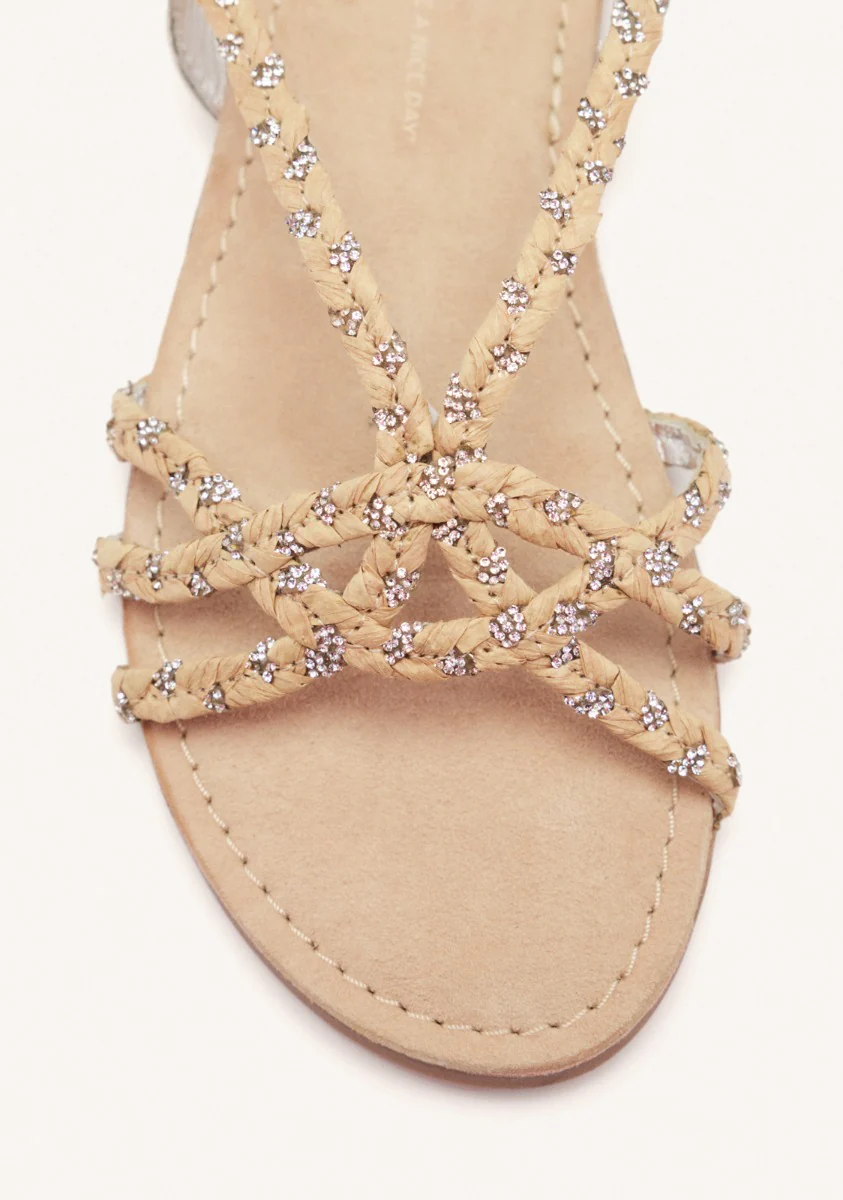 LEATHER AND RAFFIA FLAT SANDALS WIOTA - Image 4