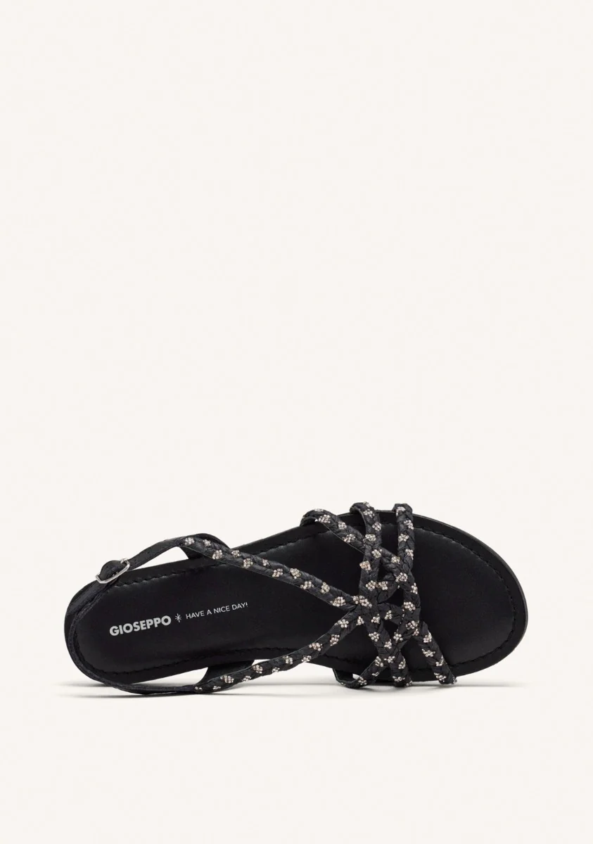 LEATHER AND RAFFIA FLAT SANDALS WIOTA