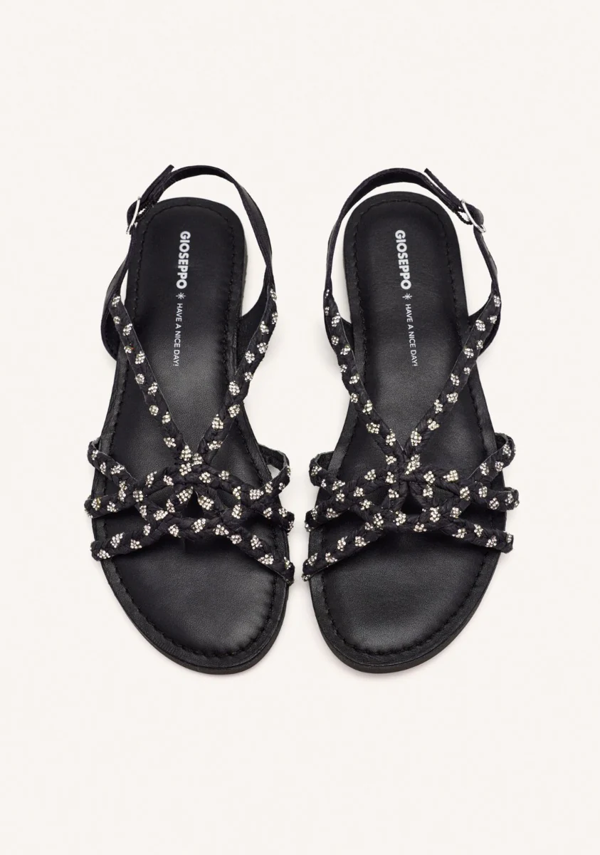 LEATHER AND RAFFIA FLAT SANDALS WIOTA - Image 4