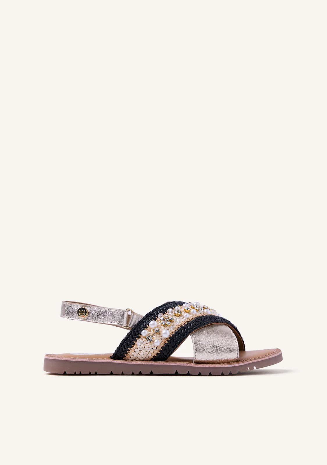 LEATHER AND RAFFIA SANDALS CHARMS BARTO
