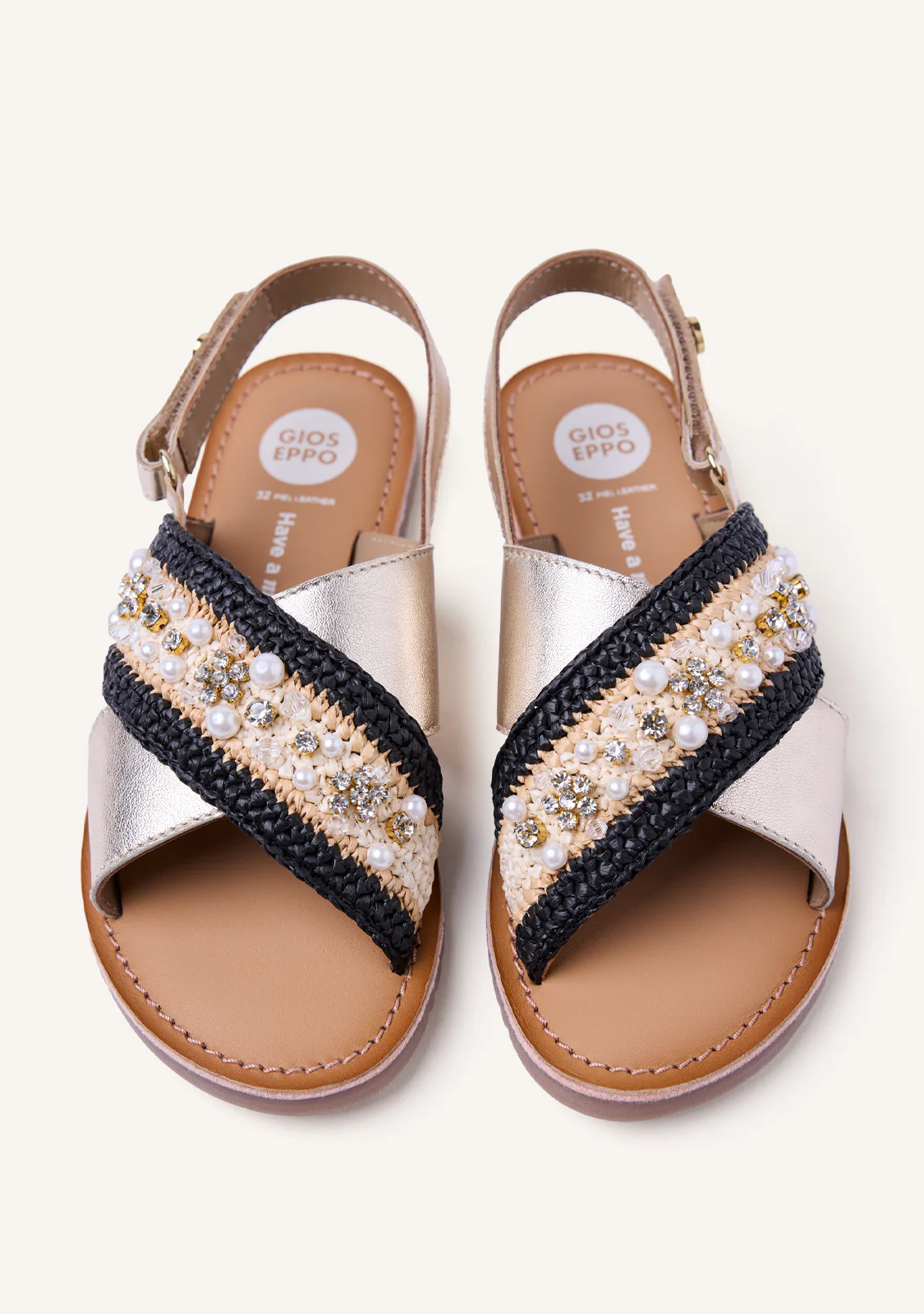 LEATHER AND RAFFIA SANDALS CHARMS BARTO - Image 3