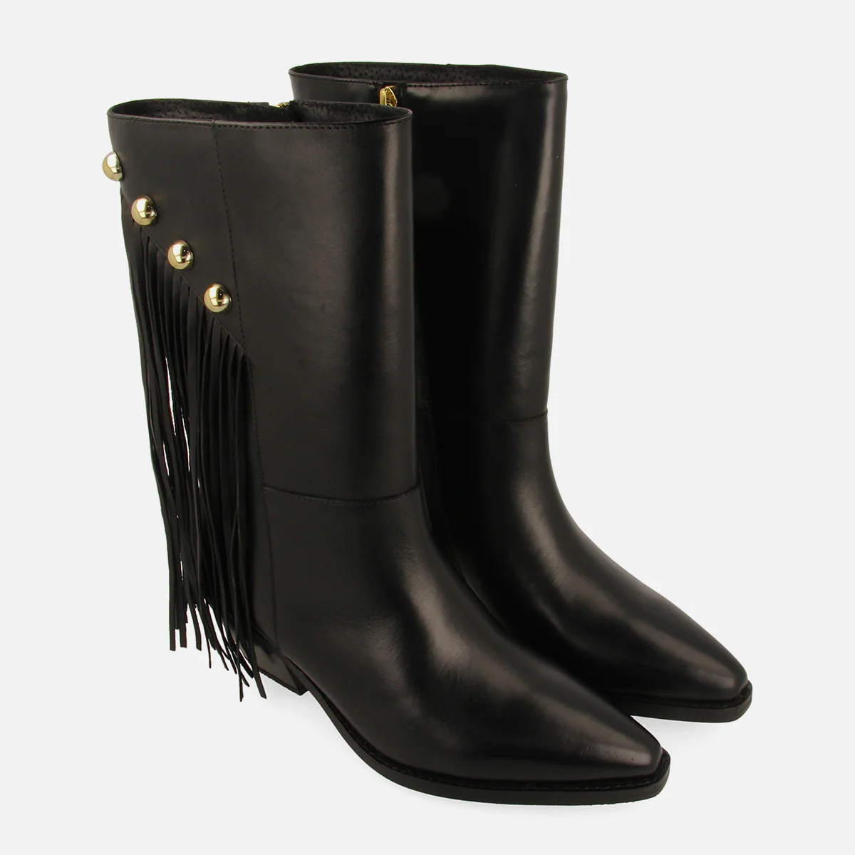 LEATHER ANKLE BOOTS FRINGES AND STUDS BRUNSWICK - Image 3