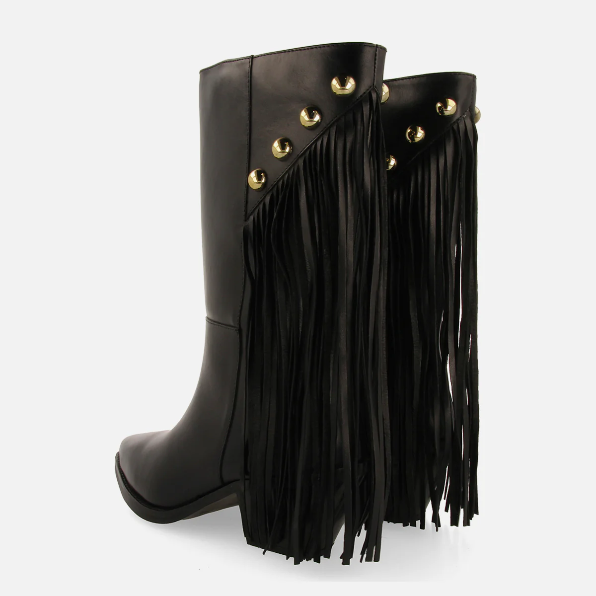 LEATHER ANKLE BOOTS FRINGES AND STUDS BRUNSWICK - Image 4