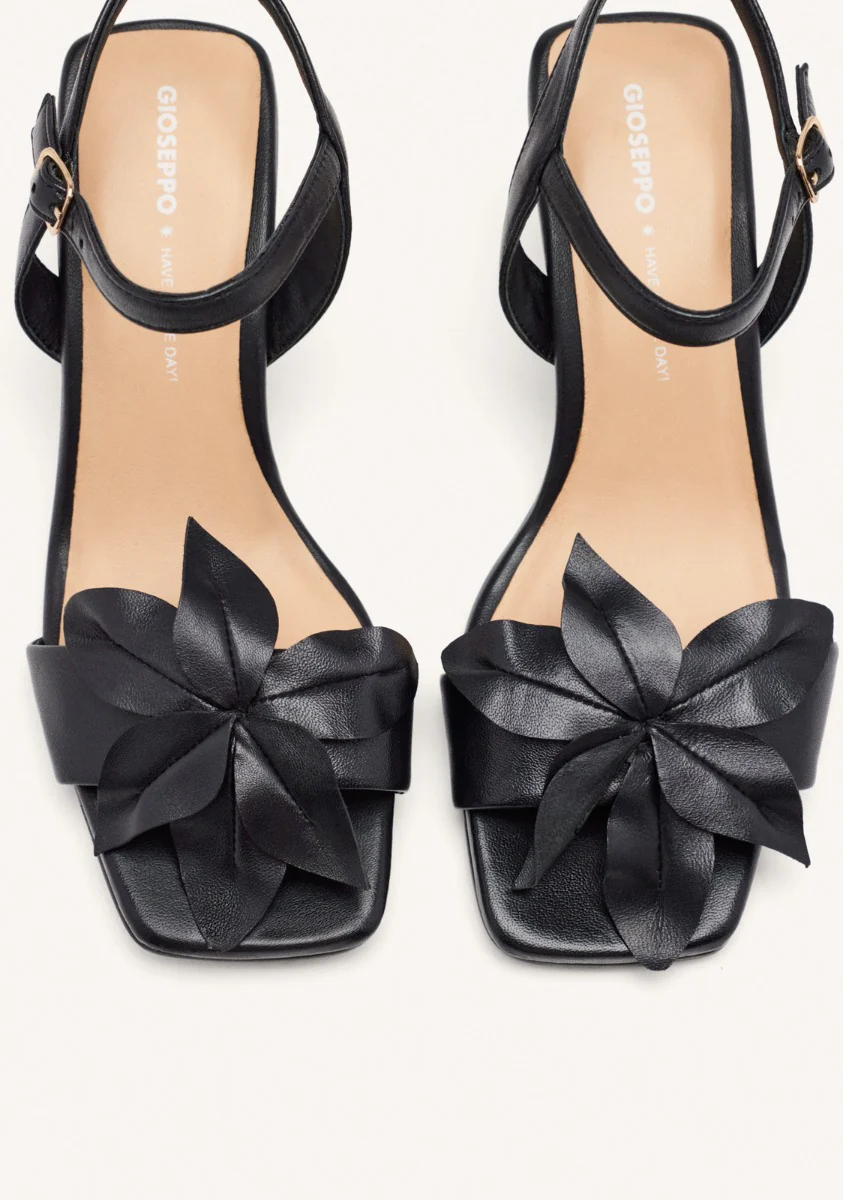 FLORAL LEATHER HEELED SANDALS - Image 3