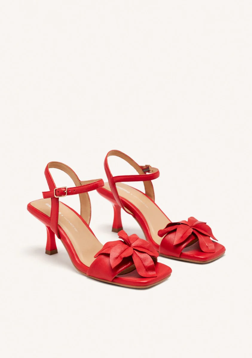FLORAL LEATHER HEELED SANDALS - Image 2