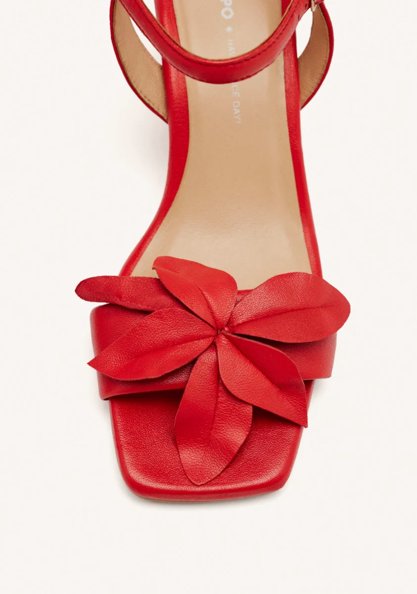 FLORAL LEATHER HEELED SANDALS - Image 3