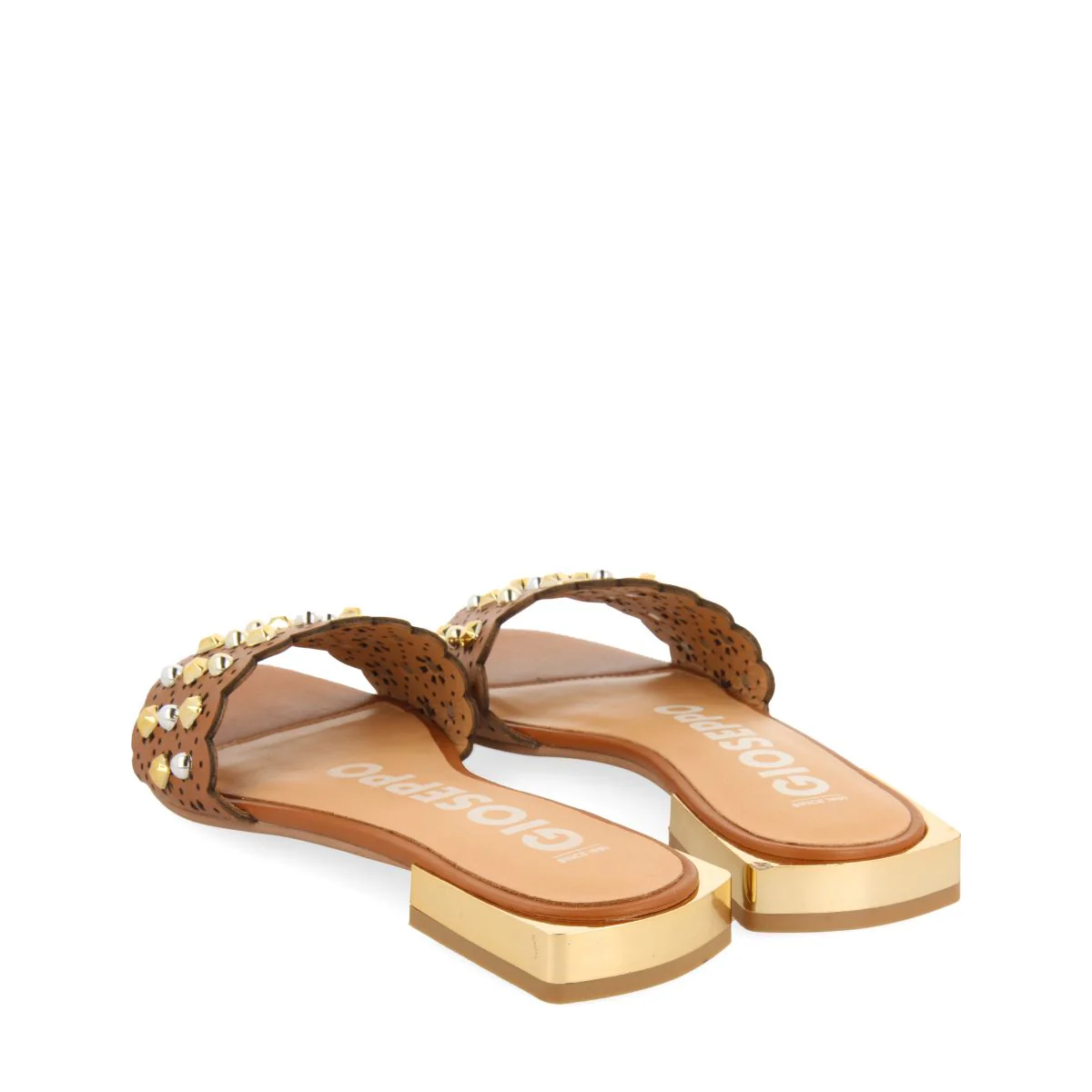 LEATHER COLORED SLIP-ON SANDALS WITH STUD EMBELLISHMENTS FOR WOMEN LABIN - Image 3