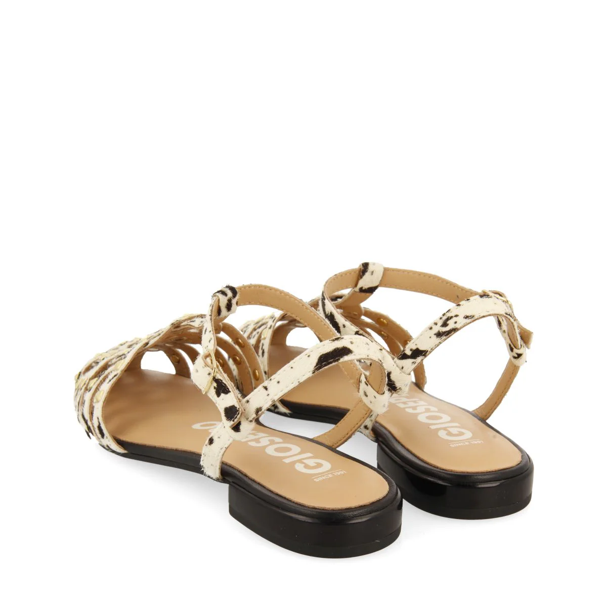 LEATHER CRAB-STYLE SANDALS WITH ANIMAL PRINT AND STUDS FOR WOMEN BY CONNERTON - Image 4