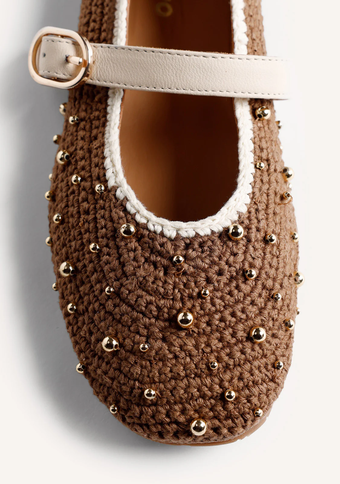 LEATHER, CROCHET AND BEAD BALLET FLATS MANYONI - Image 3