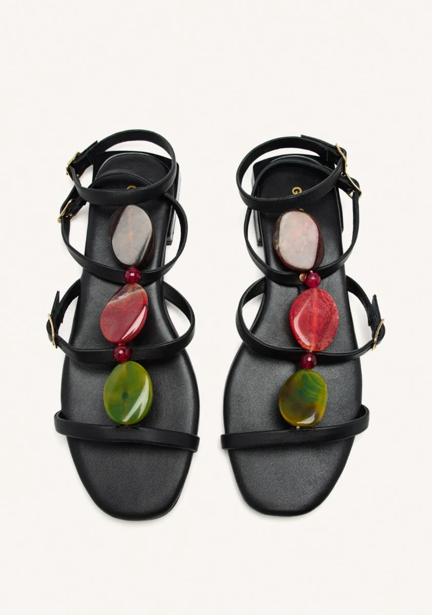 LEATHER FLAT SANDALS NORRIE