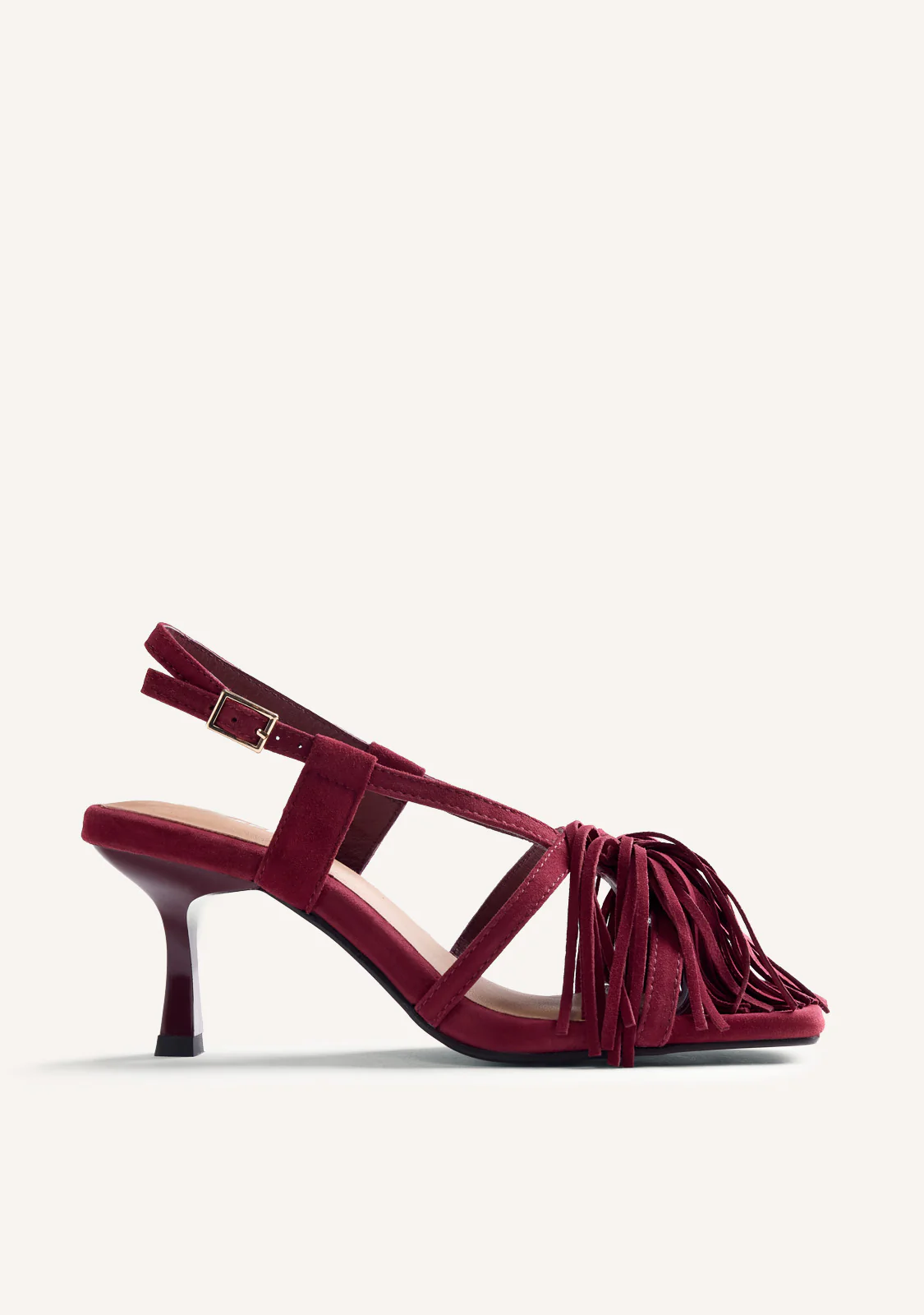 LEATHER FRINGE HEELED SANDALS LUKAC