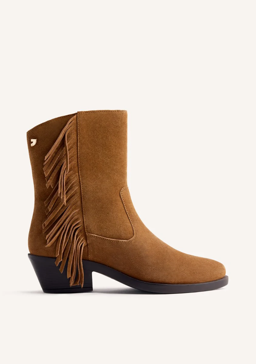 LEATHER FRINGES ANIMAL PRINTBOY BOOTS KASSON
