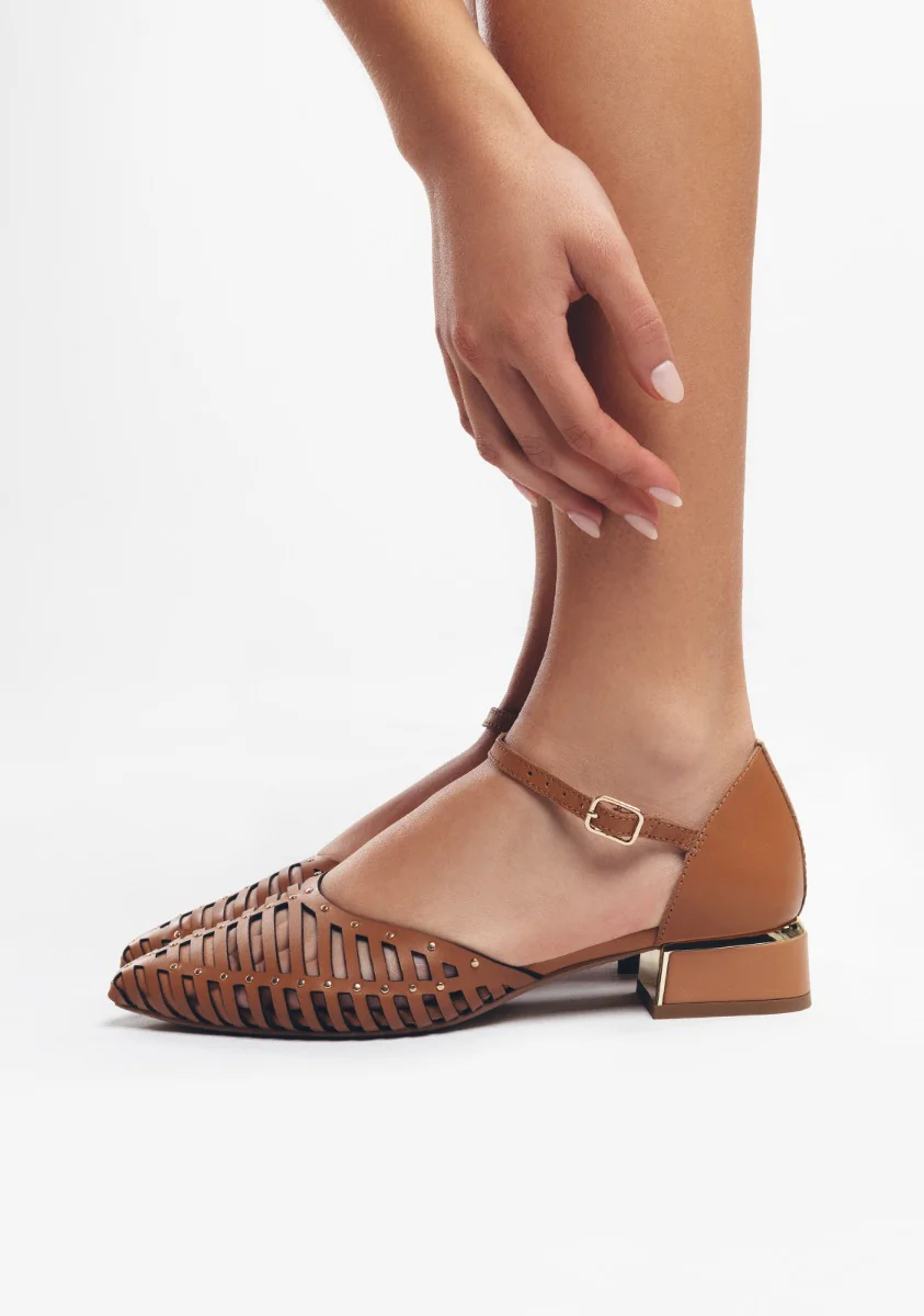LEATHER HEEL STRAPPY BALLET FLATS FLETCHER - Image 5