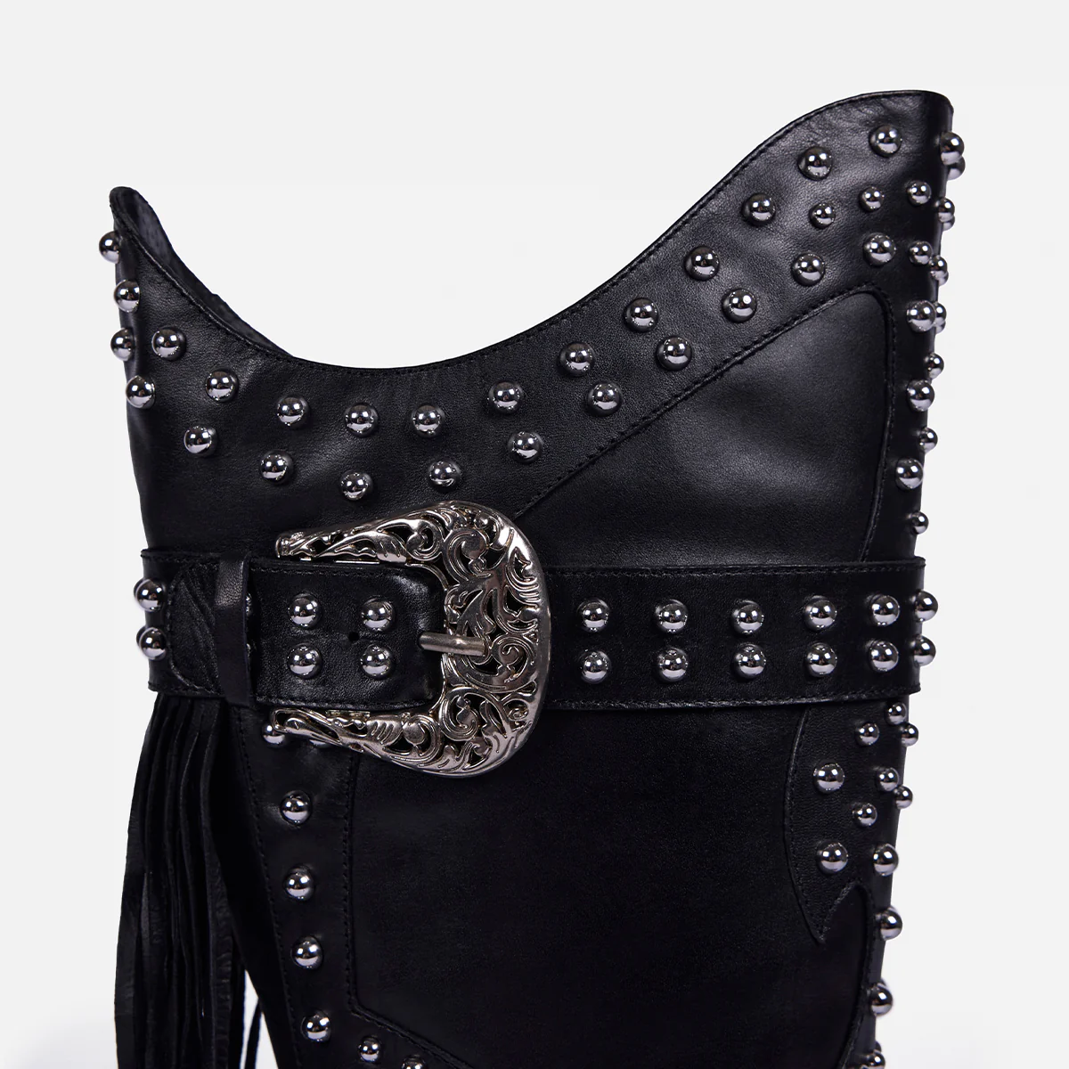 LEATHER HEELED BOOTS STUDS AND FRINGES - ARETHA BY MARÍA ESCOTÉ - Image 3