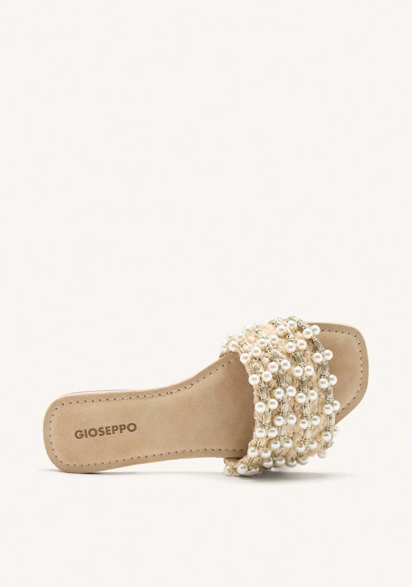 LEATHER PEARL FLAT SANDALS LANGDON