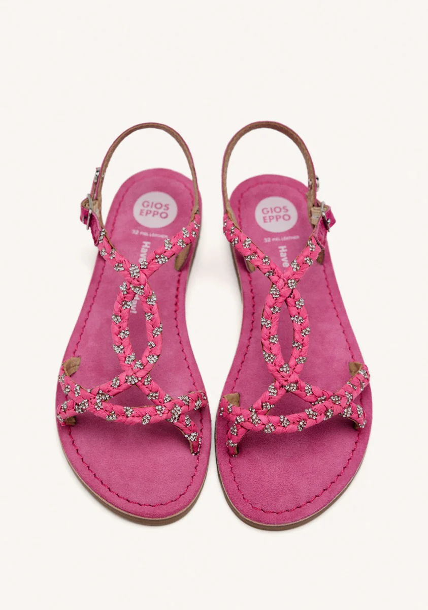 LEATHER, RAFFIA AND GLITTER SANDALS WENHAM - Image 2