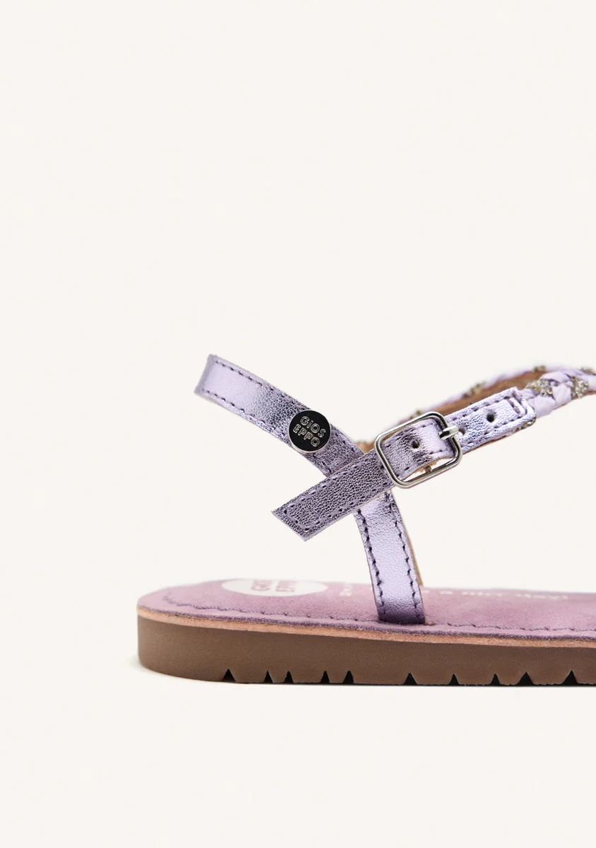 LEATHER, RAFFIA AND GLITTER SANDALS WENHAM - Image 4