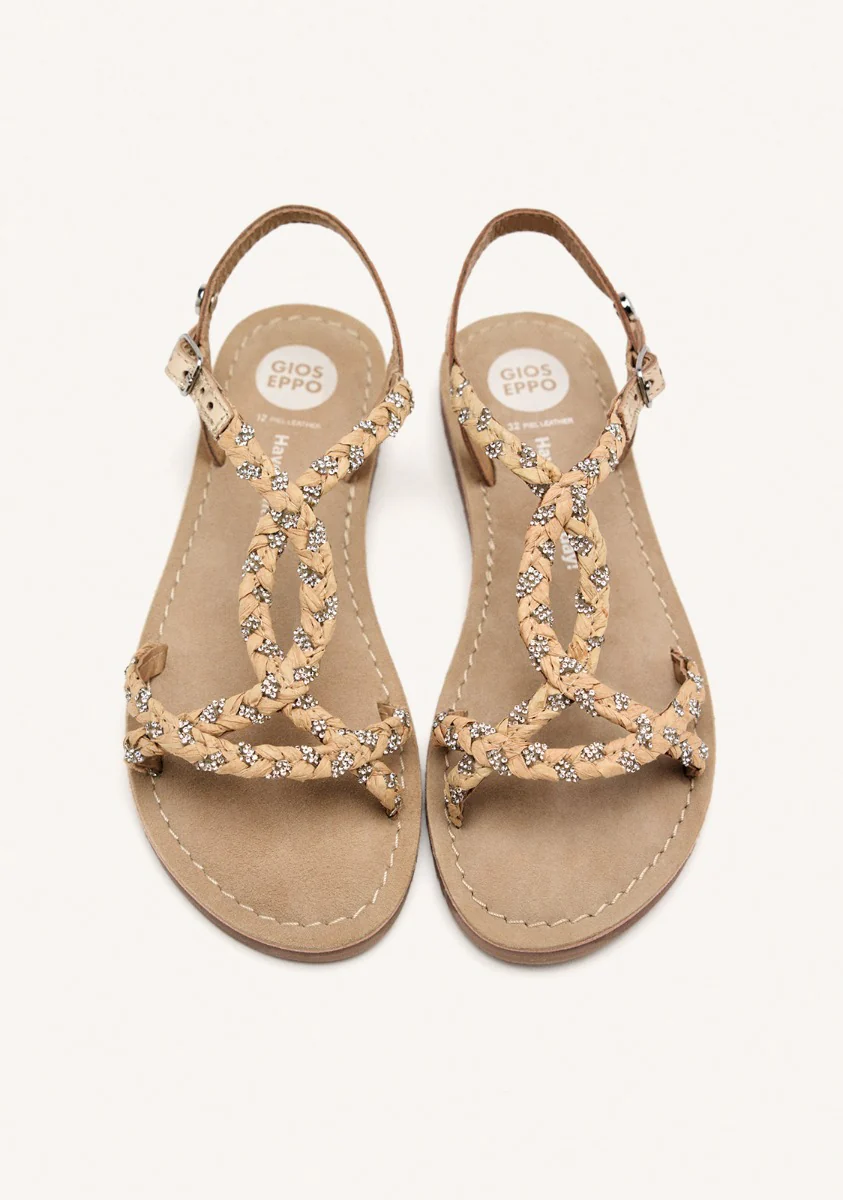 LEATHER, RAFFIA AND GLITTER SANDALS WENHAM - Image 2