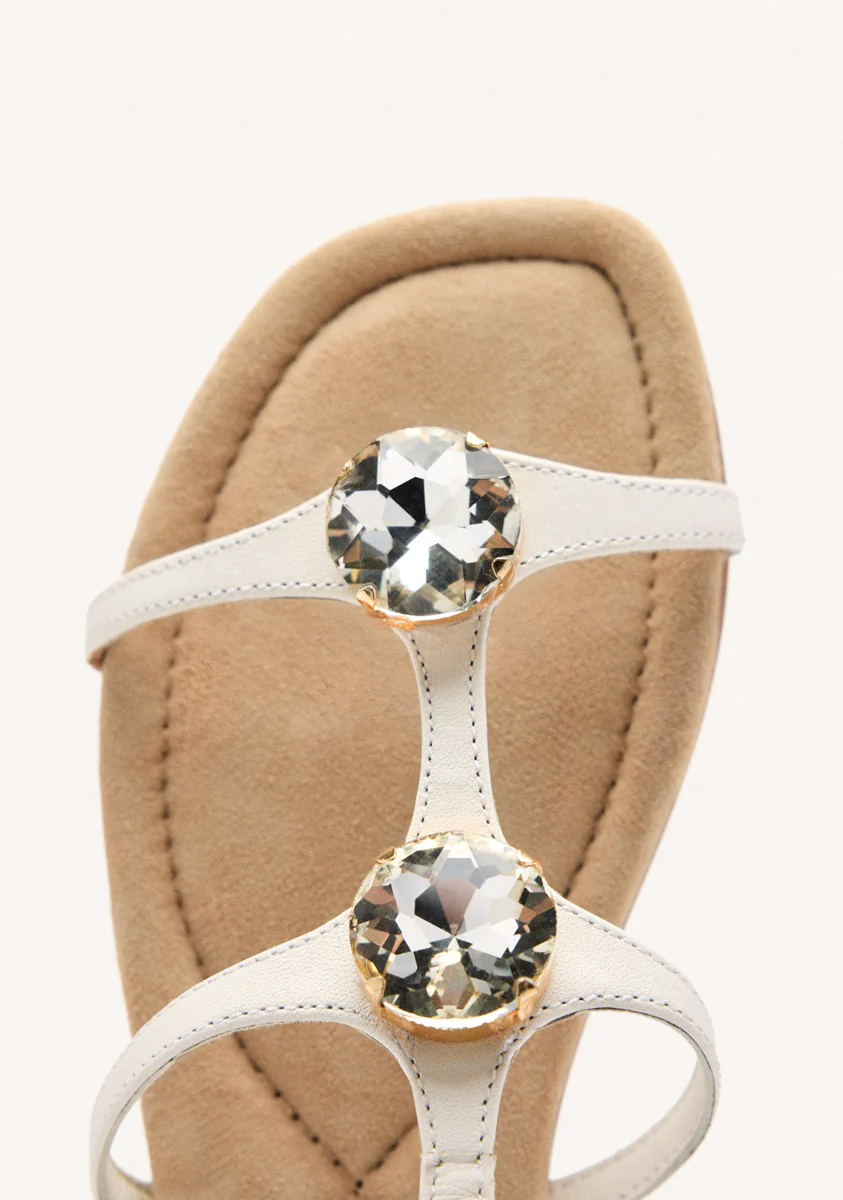 LEATHER RHINESTONE FLAT SANDALS LYNNFIELD - Image 3